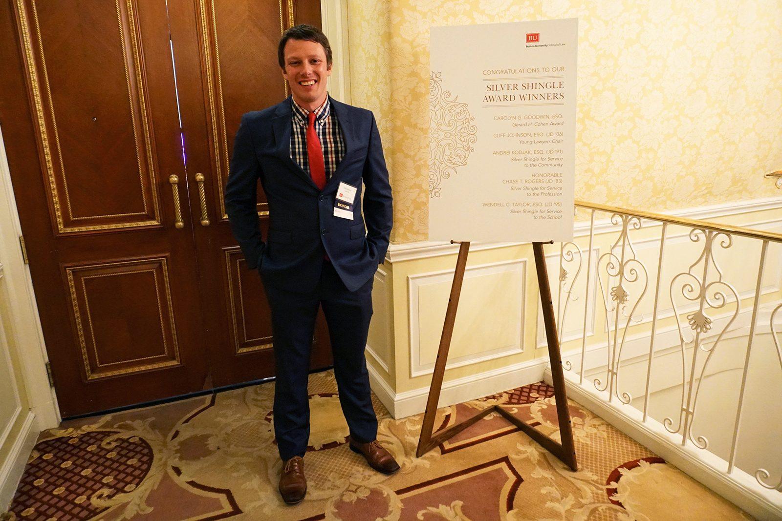 Vacasa co-founder Cliff Johnson received the 2016 Young Lawyer’s Chair award on Oct. 1 at the Taj Boston during the Silver Shingle Awards Gala. PHOTO BY JUNE KIM/ DAILY FREE PRESS STAFF 