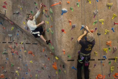 The BU Outing Club will host its first-ever bouldering competition Friday evening at the rock wall in the Fitness and Recreation Center. PHOTO BY KANKANIT WIRIYASAJJA /DAILY FREE PRESS STAFF