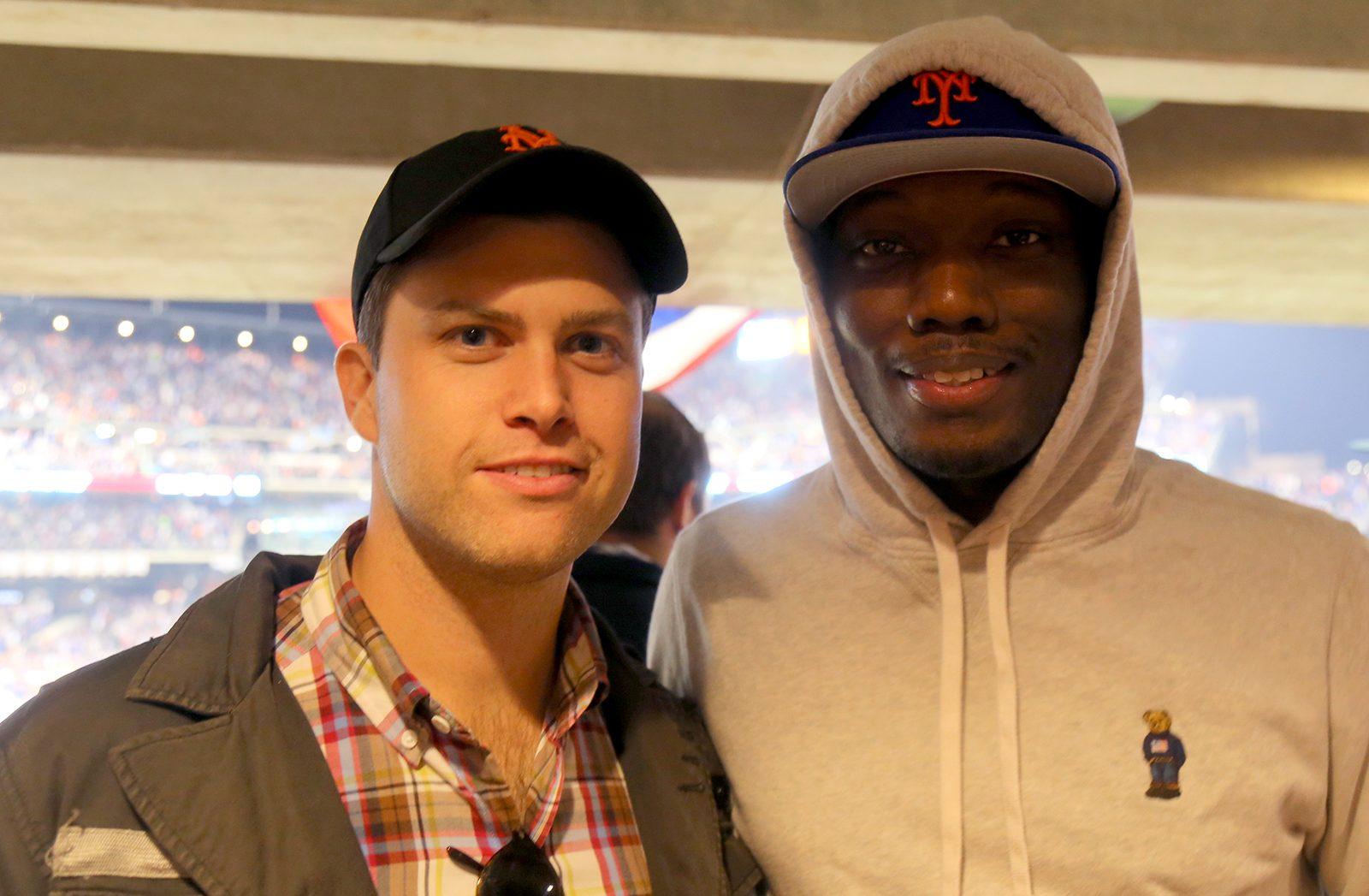 Colin Jost and Michael Che take in the NLDS at Citi Field.