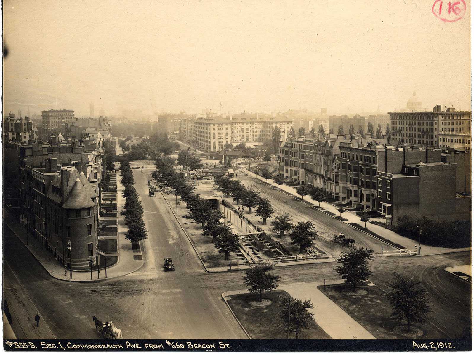 Commonwealth Ave. as seen from 660 Beacon St. in 1912. The “Ghost and Shadows of Commonwealth Avenue’s Automobile Row” lecture held in Brookline’s Larz Anderson Auto Museum Thursday focused on the revitalization of Automobile Row as a dealership mecca in the early 20th century. COURTESY BOSTON CITY ARCHIVES VIA FLICKR