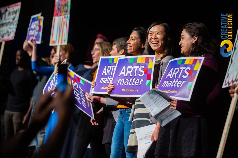 Members of MASSCreative celebrate Arts Matter day. The organization is advocating on behalf of and providing resources for local artists who have been hard-hit by the coronavirus outbreak. COURTESY CREATIVE COLLECTIVE
