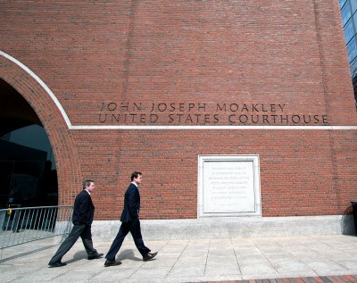 The prosecution and defense made closing statements Monday at the John Joseph Moakley United States Courthouse in the trial of Boston Marathon bombing suspect Dzhokhar Tsarnaev. PHOTO BY NIKKI GITTER/DAILY FREE PRESS STAFF  