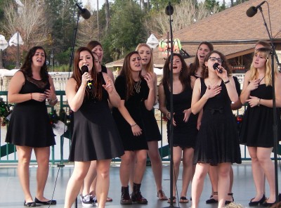 Boston University a cappella group Chordially Yours performs in Downtown Disney in January. PHOTO COURTESY OF DISNEY