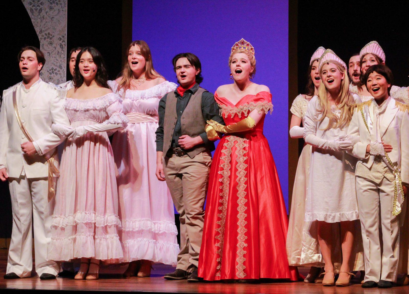 Kai Farr as Dimitry, Lauren SanFanAndre as Anastasia and other members of the ensemble in Boston University On Broadway’s production of “Anastasia.” SARAH CRUZ/DFP PHOTOGRAPHER