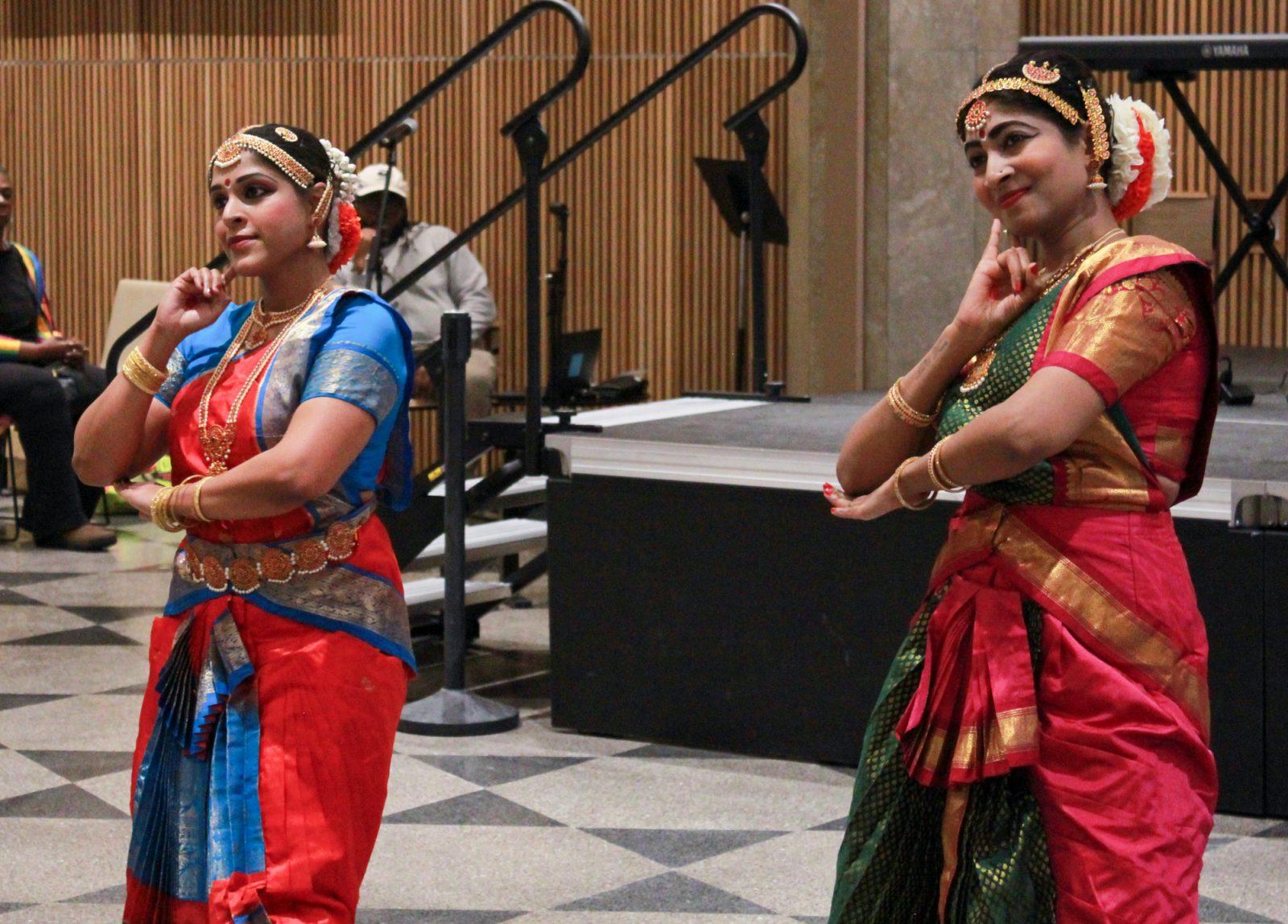 Members of the Triveni School of Dance perform an Indian dance at the International Women’s Day celebration hosted by the Boston University Women’s Guild, Women of Color Circle on March 28. This event brought together performers and vendors to celebrate women’s contributions to the arts. SARAH CRUZ/DFP PHOTOGRAPHER