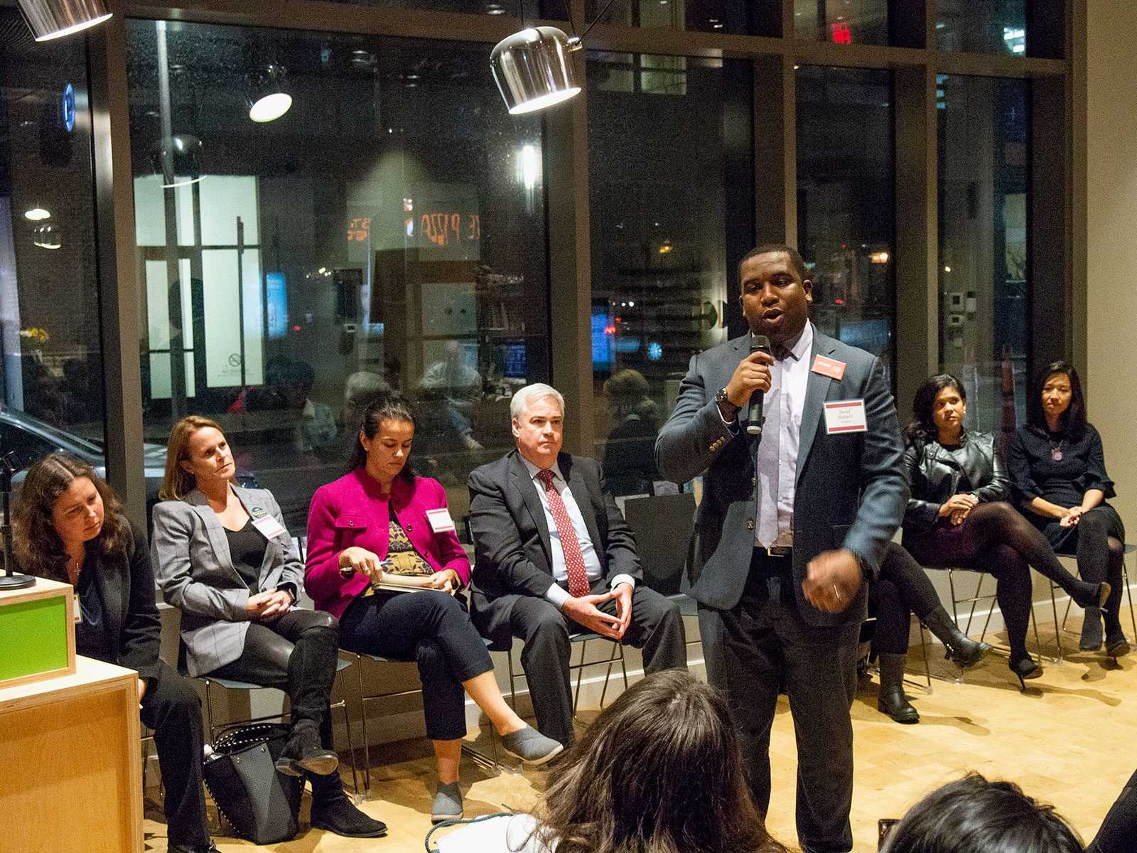 City councilor-at-large candidate David Halbert answers an audience member’s question at the Youth Voter Forum at the Fenway Community Center on Tuesday night. DANIEL KOOL/ DAILY FREE PRESS STAFF