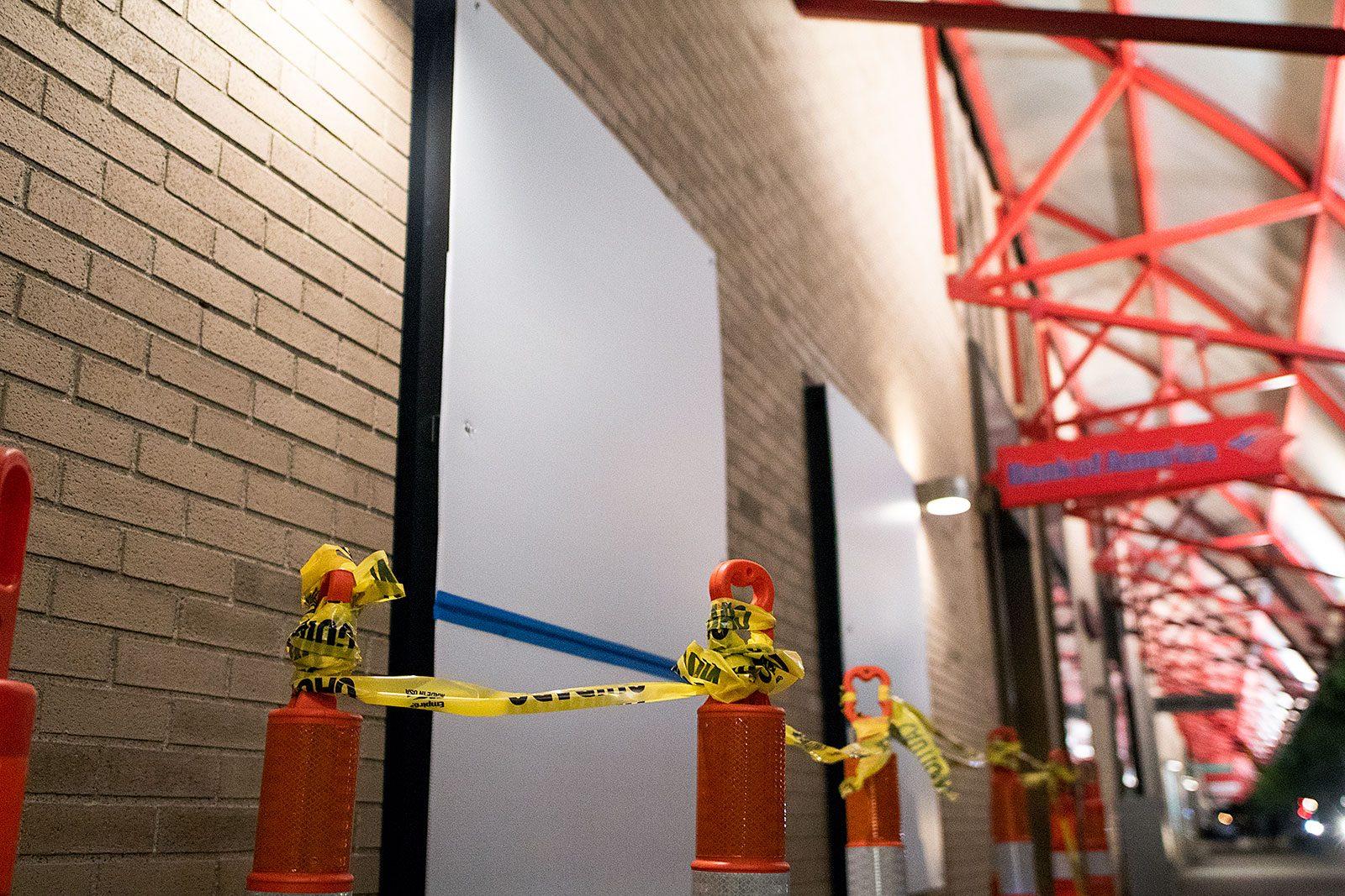 Construction on the advertisement spaces outside of Warren Towers are replacing the paper posters with digital screens. SOFIA KOYAMA/ DAILY FREE PRESS STAFF
