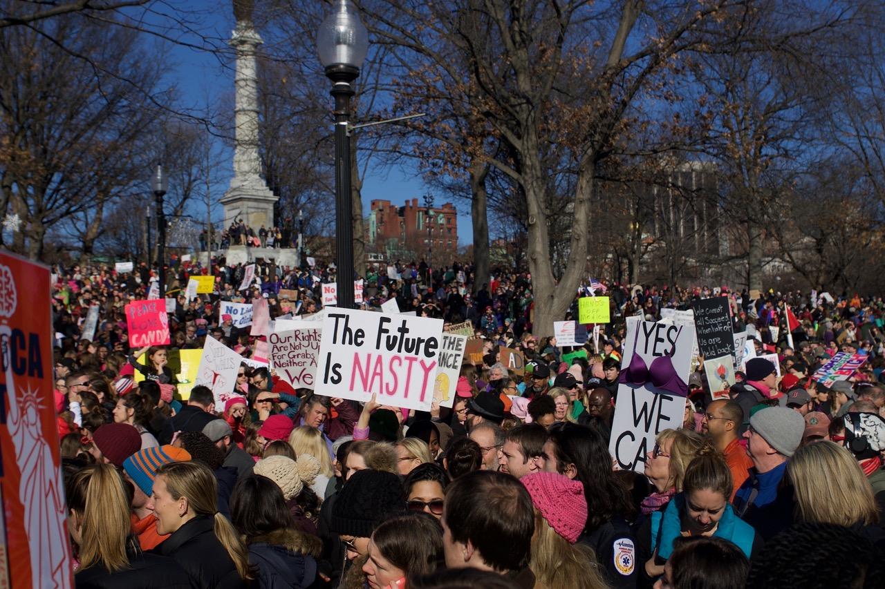 Protesters march during the Boston Women's March in January. March Forward Massachusetts announces the launch of women-led group MARCH ON. PHOTO BY SYDNEY MAES/ DFP FILE PHOTO