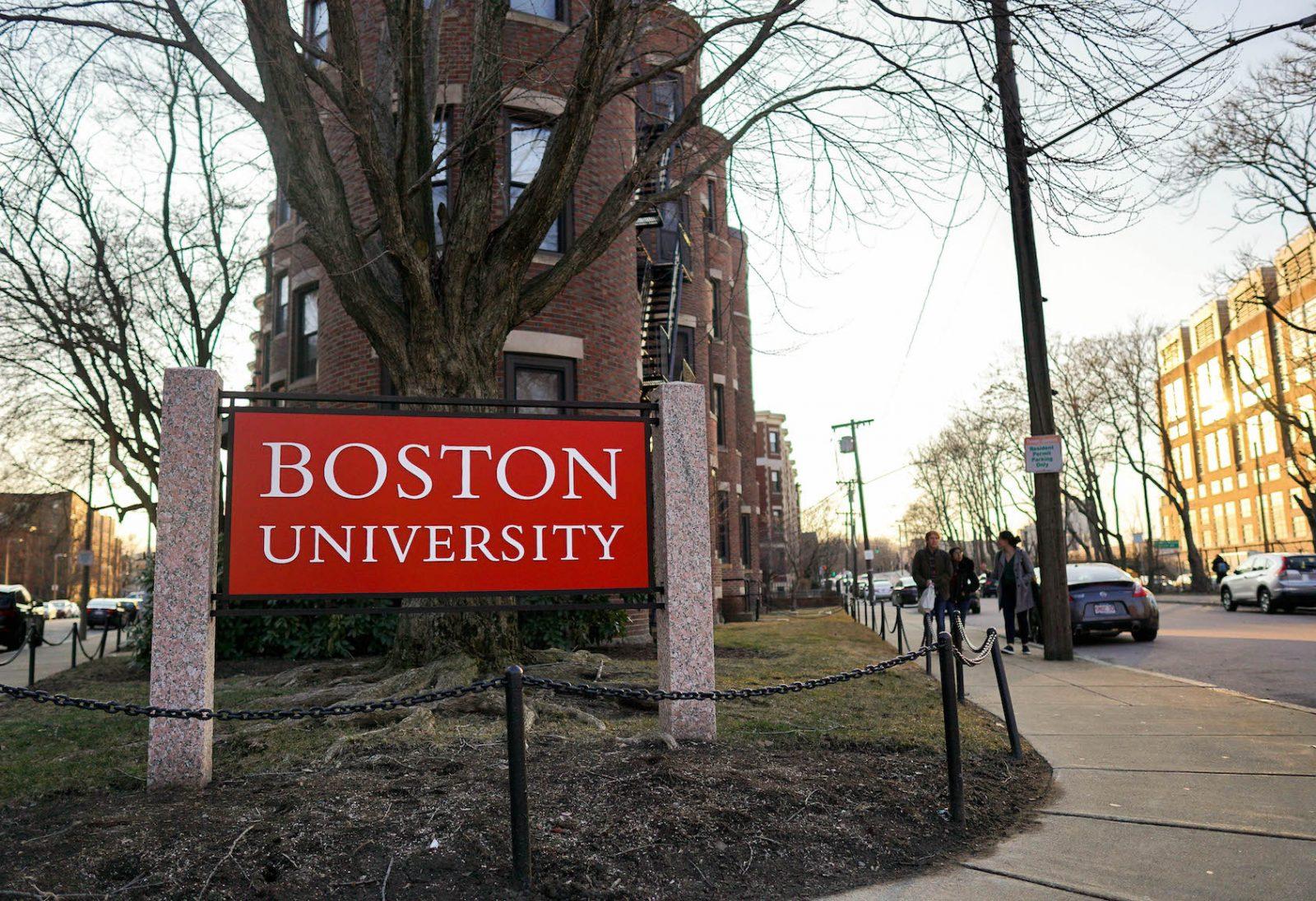 A Boston University sign in South Campus. BU Ph.D. students must return to campus in the Fall or they will risk losing their University-given stipends, according to a private memo. PHIE PARK/ DFP FILE