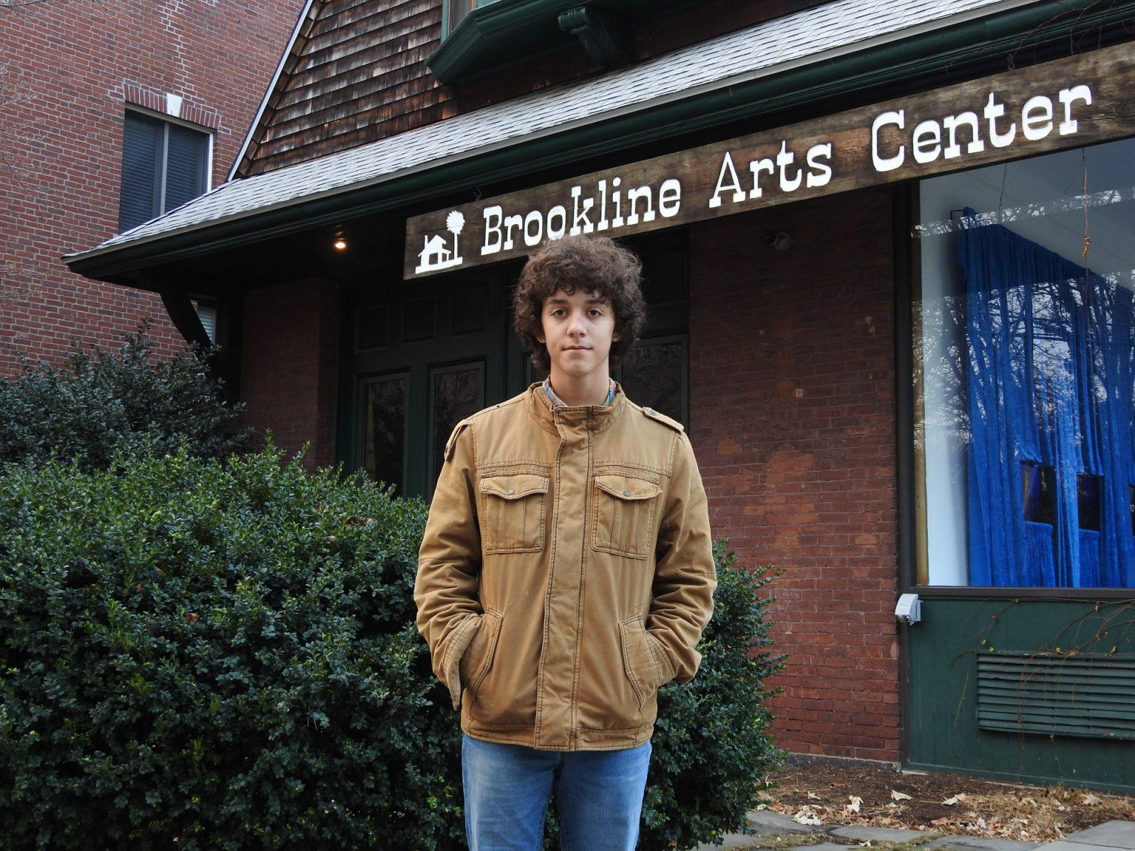 David Sipos poses in front of the Brookline Arts Center. Sipos, a freshman at Boston University, is running for a seat on Brookline Town Meeting Precinct 1 after feeling unrepresented at a Brookline Town Meeting. COURTESY OF DAVID SIPOS 
