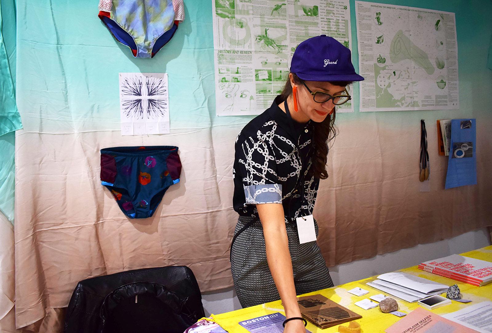Boston artists set up their tables at the Boston Art Book Fair at Mills Gallery Saturday afternoon. PHOTO BY LILIAN LI/ DAILY FREE PRESS STAFF
