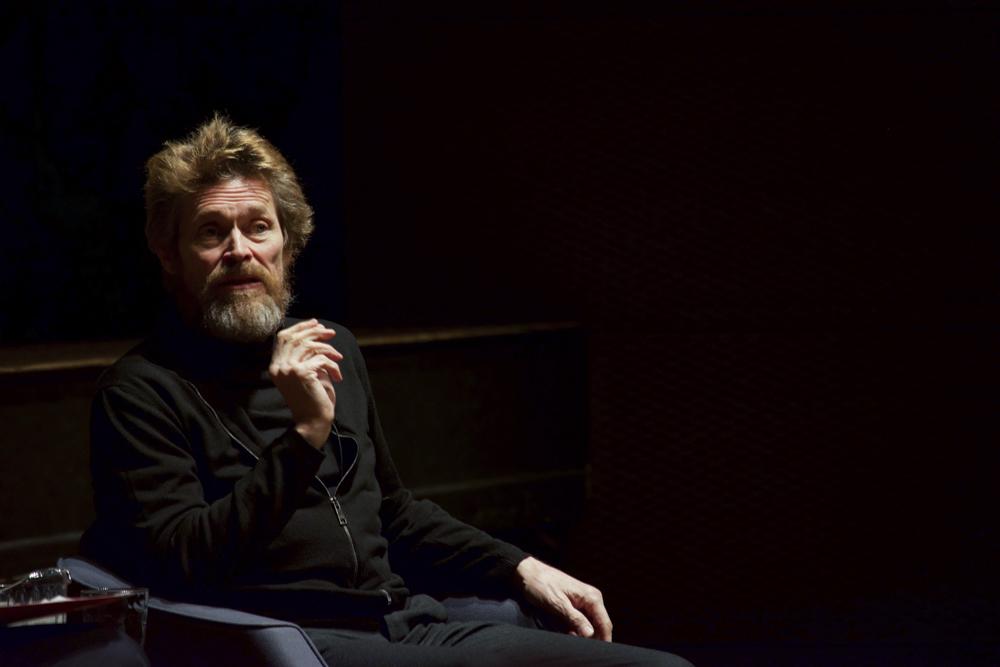 Willem Dafoe speaks at the Tsai Performance Center. Dafoe visited campus on Monday evening for the event. PHOTO BY VIOLET GIDDINGS/ DAILY FREE PRESS STAFF 


