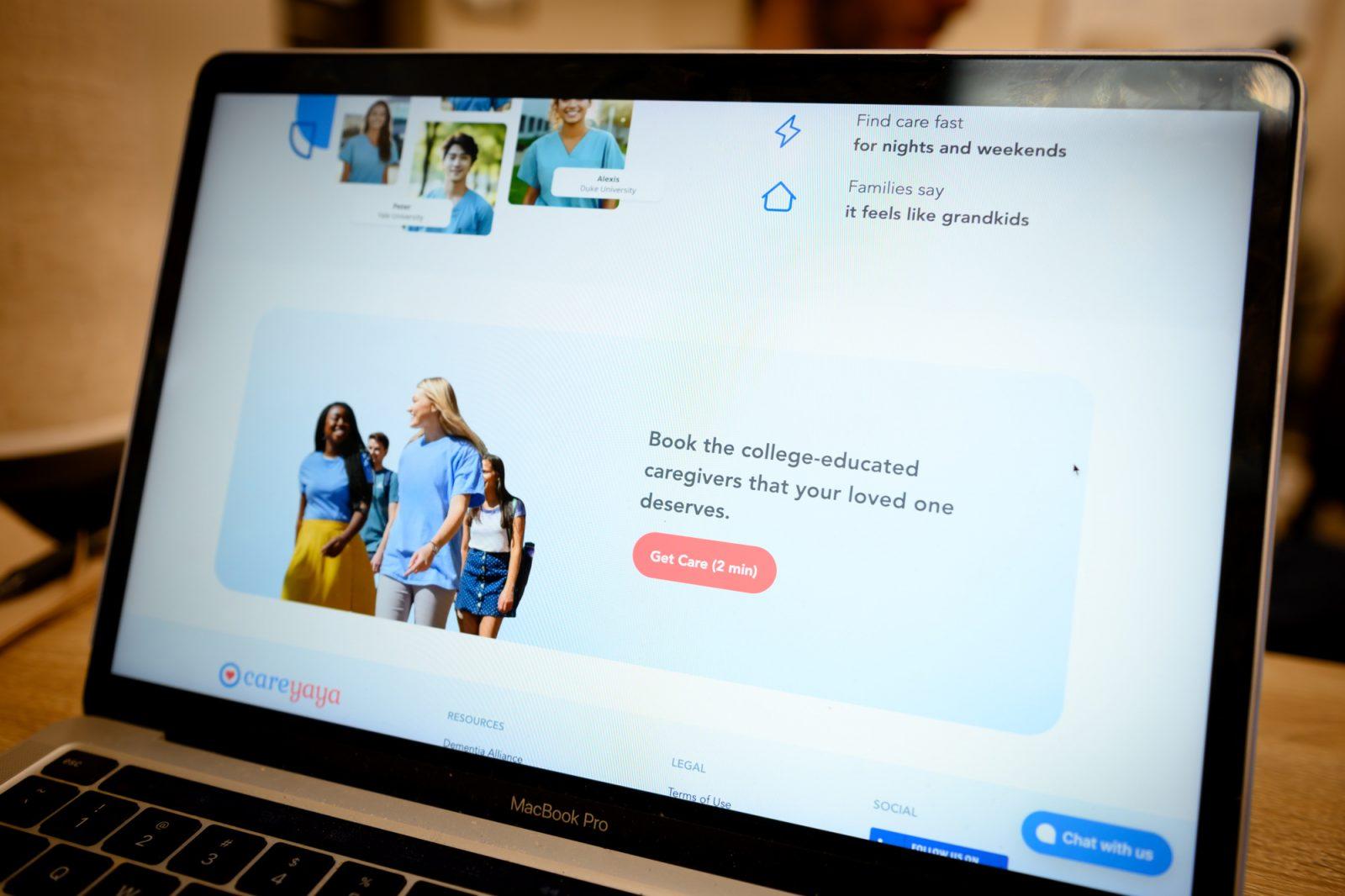 CareYaya website. CareYaya is a healthcare startup that employs pre-health college students to provide care for elderly people in Boston. MOLLY POTTER/DFP PHOTOGRAPHER 