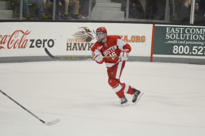 Sophomore defenseman John MacLeod had three crucial blocked shots during BU's penalty kill in the third period. PHOTO BY FALON MORAN/DAILY FREE PRESS STAFF