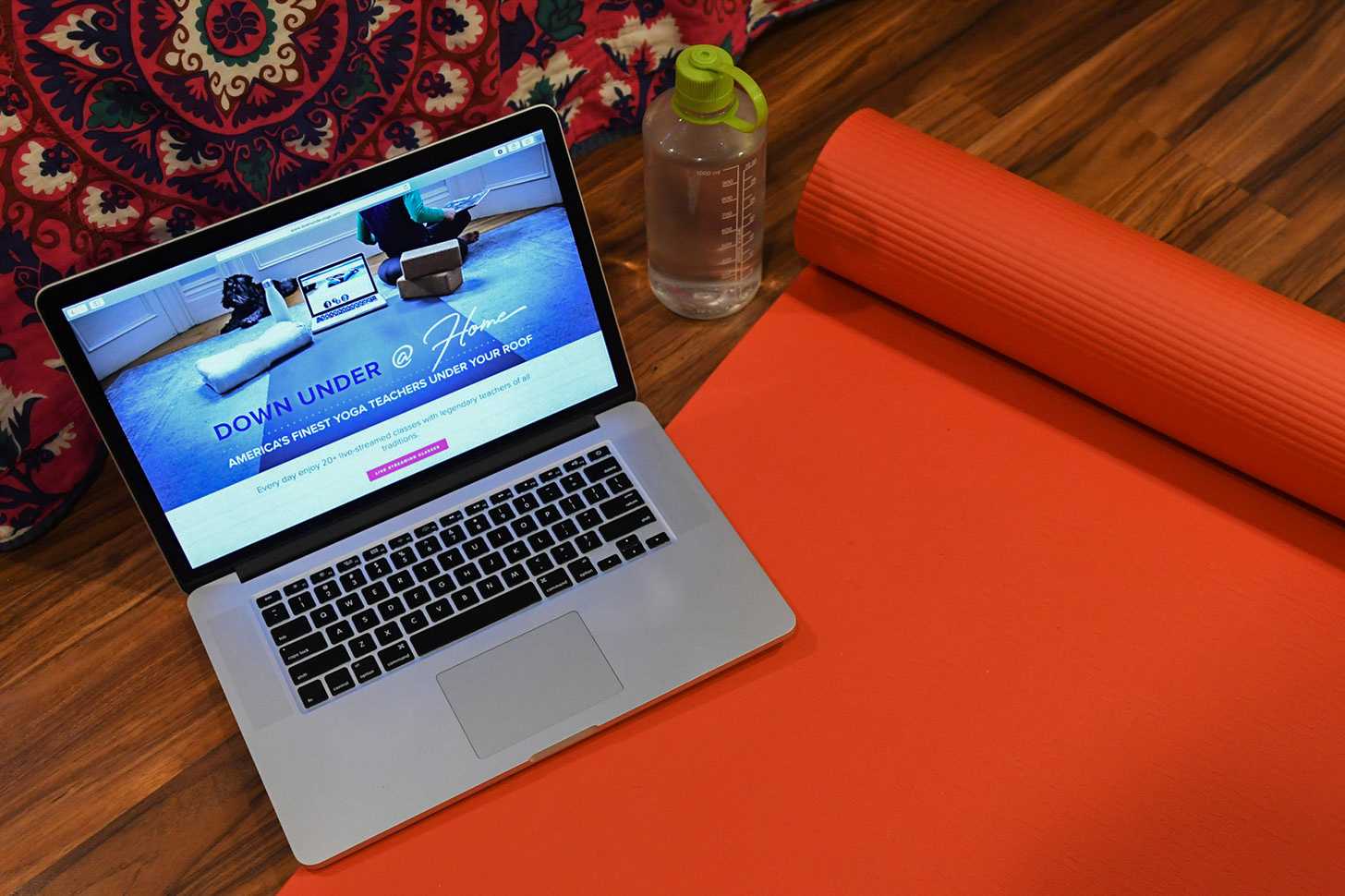 Brookline’s Down Under School of Yoga is one of several Boston-area fitness studios
offering online classes to members while they remain closed during the coronavirus outbreak. ILLUSTRATION BY AUSMA PALMER/ DAILY FREE PRESS STAFF
