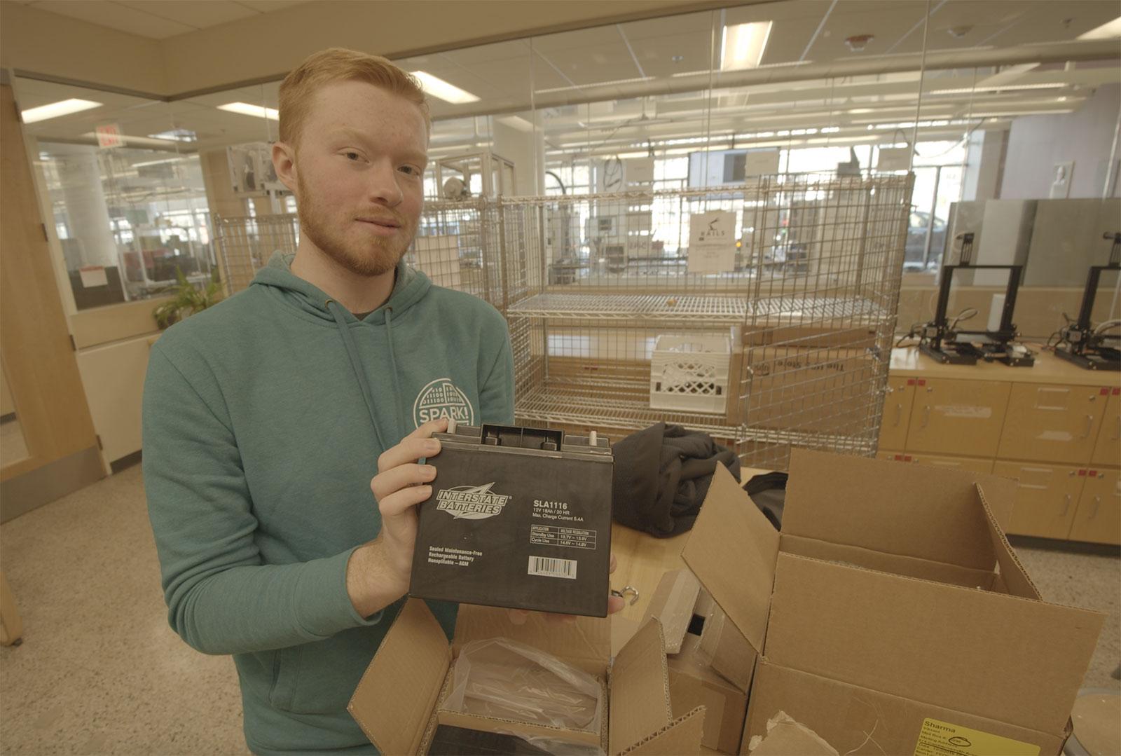 Ryan Rosenberger, a student in Boston University’s College of Engineering, is a member of the nonprofit robotics research group Robotics &amp; Ambient Intelligence Labs. COURTESY OF ANDERS LARSON 