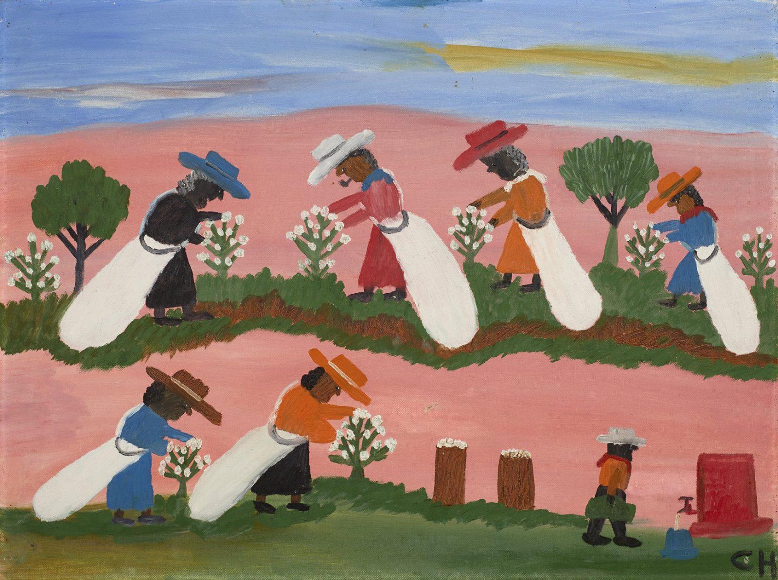 Clementine Hunter’s art piece titled “Picking Cotton.” WIKIMEDIA COMMONS 