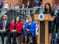 Mayor Michelle Wu attends the 22nd Annual Massachusetts Commemorative Ceremony at the State House