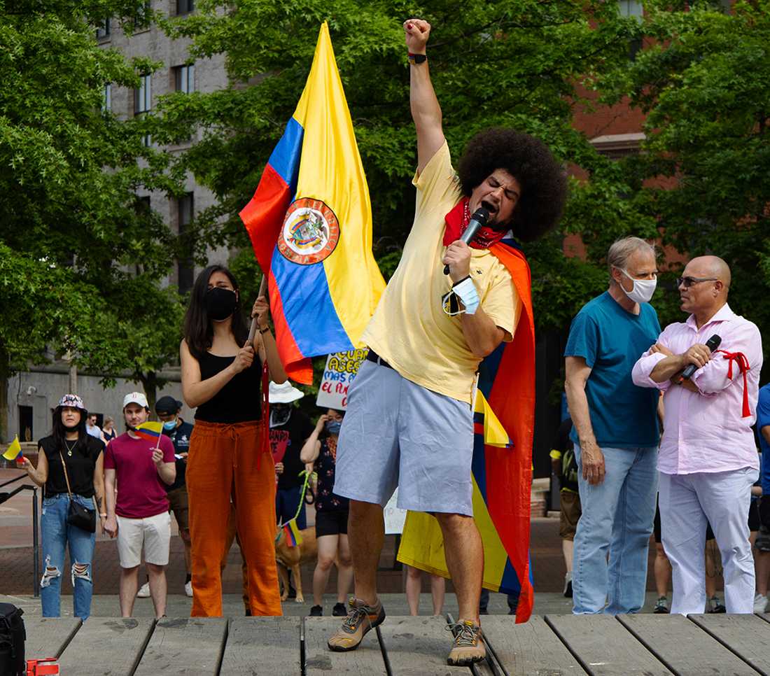Antuan Castro Del Rio at the Colombians Demand Justice protest