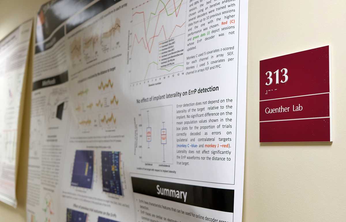 The Guenther Lab in Sargent College. A neuroscience lab researching speech movements at Boston University Guenther Lab published a scientific paper in Nov. 2021 that connected a malfunction in the brain’s initiation circuit with stutters. HAIYI BI/DFP STAFF