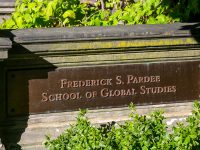 Plaque that says "Frederick S. Pardee School of Global Studies"