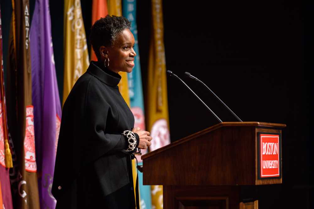 Ohio State University executive vice president and provost Dr. Melissa Gilliam. Boston University announced Dr. Gilliam as president-elect during a ceremony this morning.