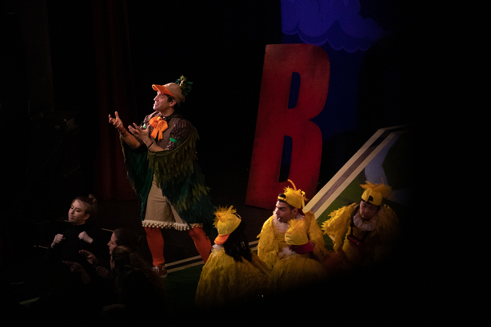 Jared Troilo performs as Mr. Mallard during the play.