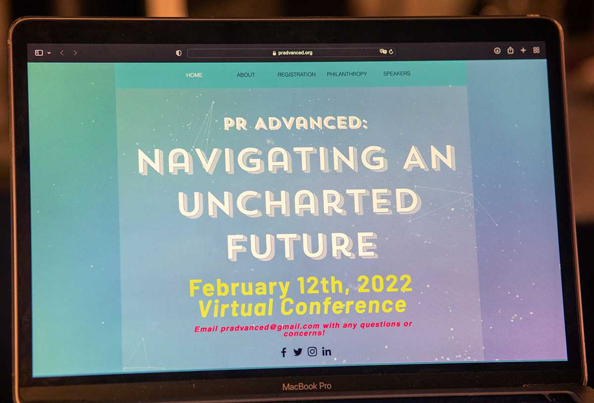 PR Advanced’s “Navigating An Uncharted Future” event website. PR Advanced, the sub-section of Boston University’s Public Relations Student Society of America, will host the 15th Annual District Conference on Feb. 12 over Zoom to teach students skills critical for professionals working in public relations. TAYLOR COESTER/DFP STAFF