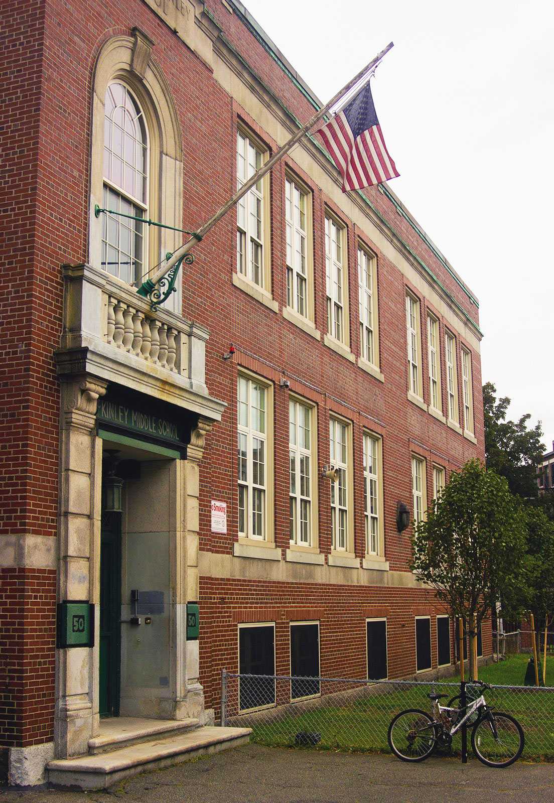 McKinley Middle School, a public school in Boston. The City of Boston is providing free breakfast and lunch to public school students, many of whom would otherwise go hungry, while schools remain closed due to the coronavirus. CONOR KELLEY/ DFP FILE
