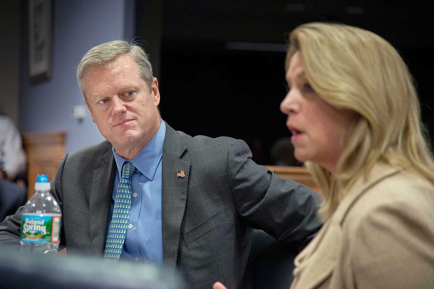 Massachusetts Gov. Charlie Baker proposed the elimination of the “family cap,” a welfare rule that denies benefits to children born into families who already receive public assistance. COURTESY OF MARK HERLIHY/ HANSCOM AIR FORCE BASE