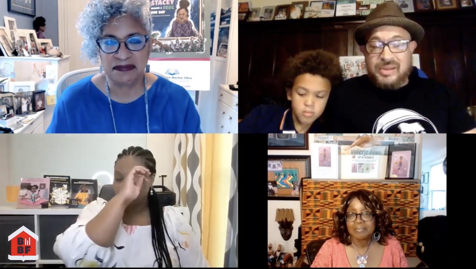 Authors Candelaria Silva, Coleman Luse, Delanda Coleman and Valerie Foxx speaking at the “Self-Publishing Your Children’s Book” event of the Boston Book Festival Oct. 22. COURTESY OF BOSTON BOOK FESTIVAL