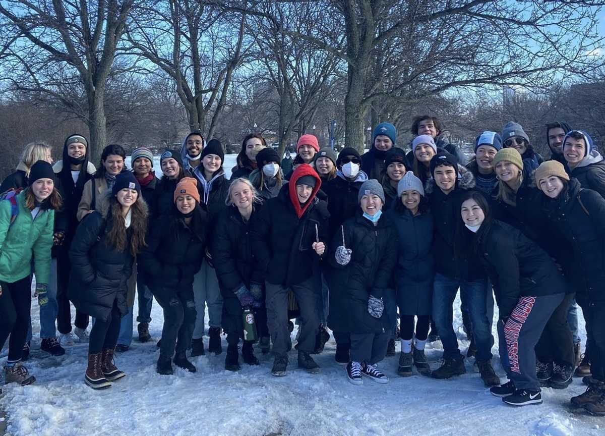 Epsilon Eta at Boston University during rush week. Epsilon Eta, a co-ed environmental fraternity, was founded in 2018 with about 10 to 15 members. They now have over 70 members and are back on campus with in-person events. COURTESY OF BU EPSILON ETA VIA INSTAGRAM