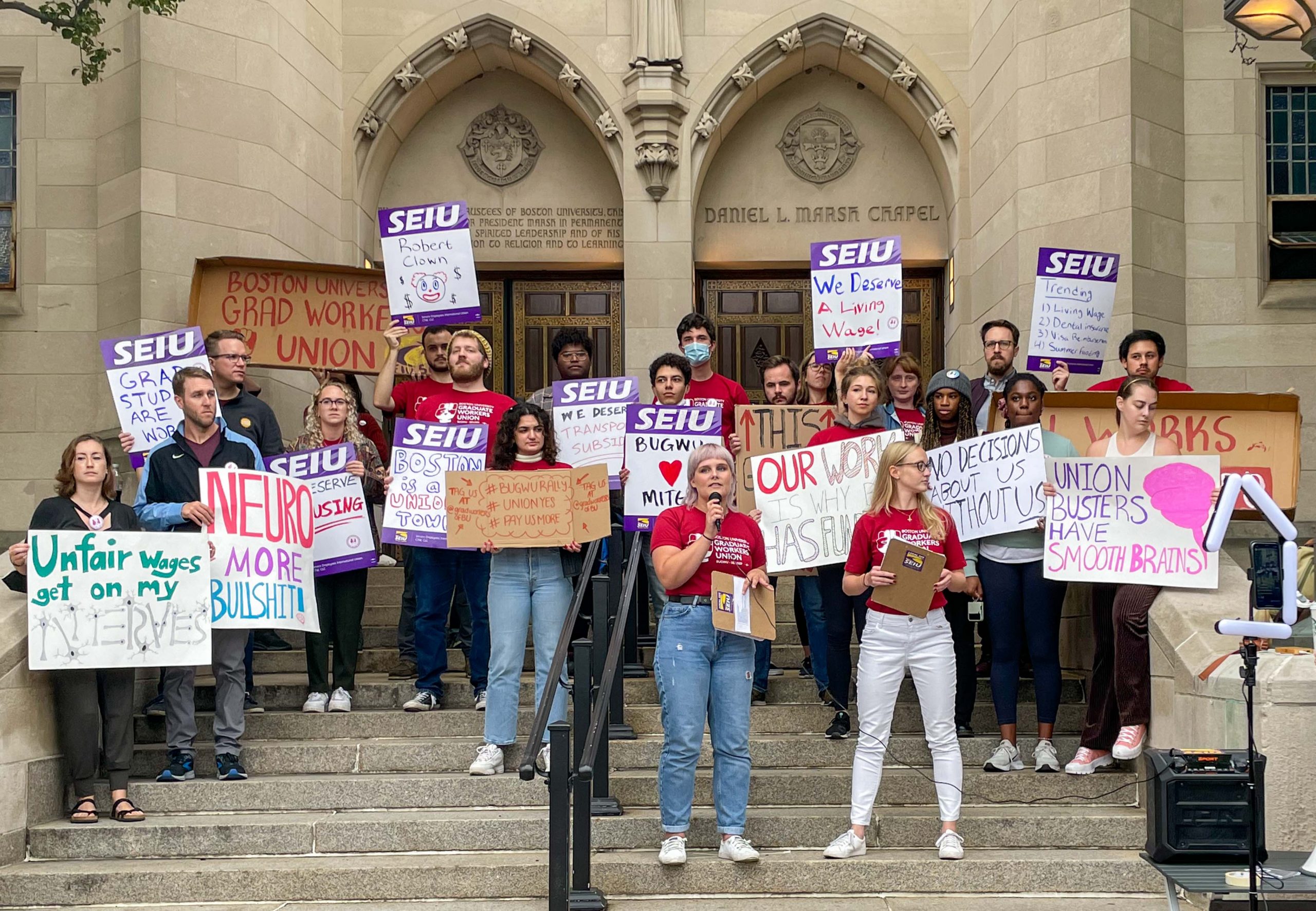 Boston University Graduate Workers United rallied for unionization