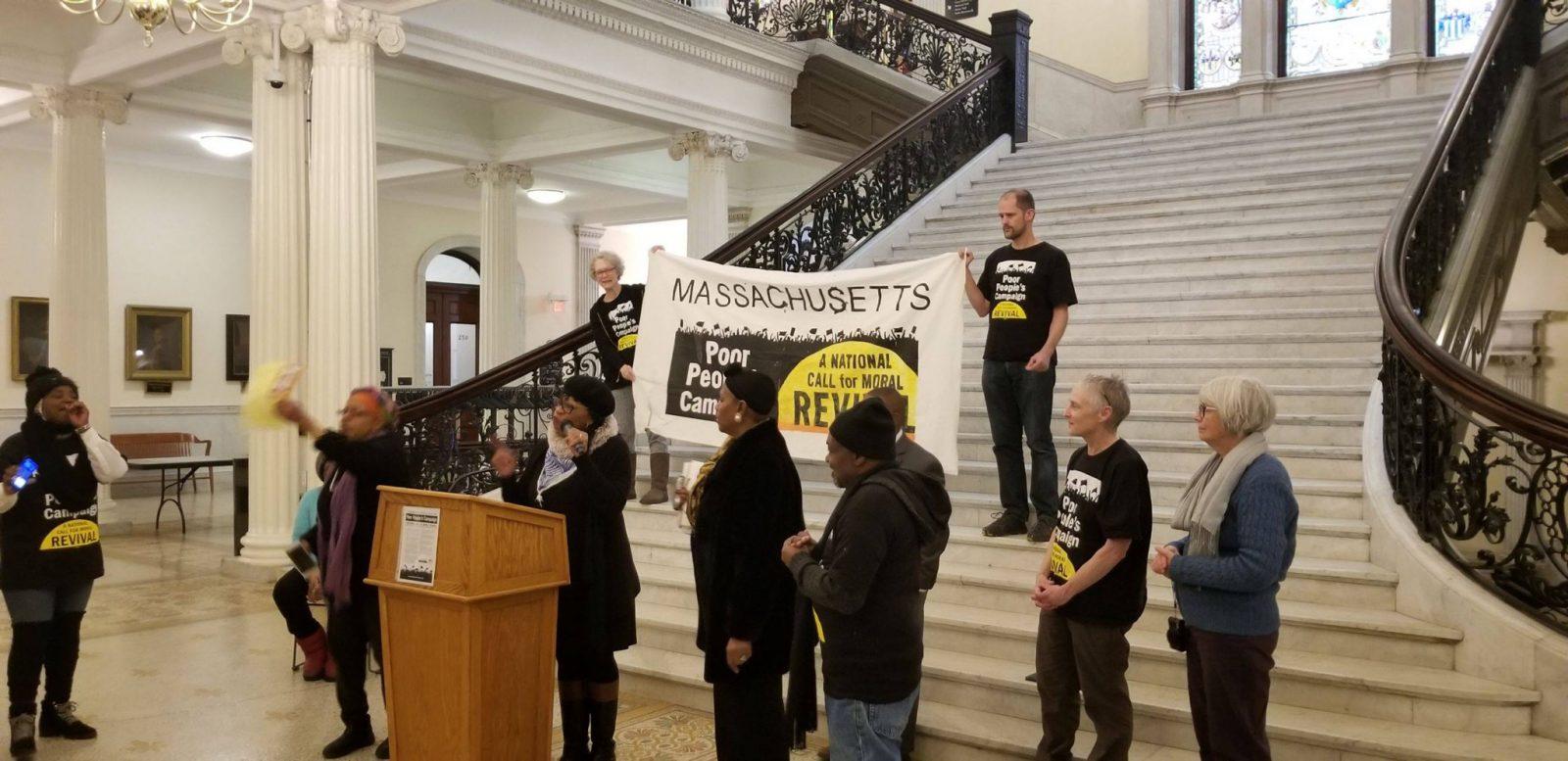 Members of the Massachusetts Poor People's Campaign advocating at the State House for poor and disenfranchised people in the Commonwealth. The group held a rally Monday. COURTESY OF THE MASSACHUSETTS POOR PEOPLE'S CAMPAIGN