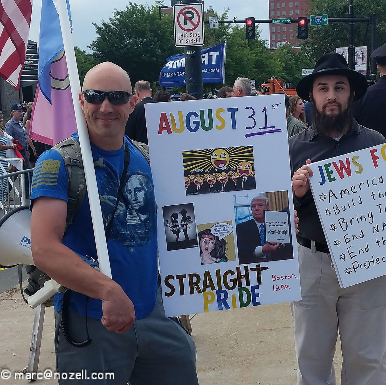 Participants held makeshift signs and flags at the Straight Pride Parade on Aug. 31. The event started in Copley Square and moved downtown, ending at City Hall Plaza. COURTESY OF WIKIMEDIA COMMONS