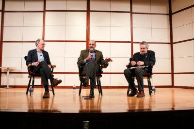 Former Fidelity portfolio manager Steve Kaye, Questrom School of Business finance lecturer Louis Salemy and current Fidelity portfolio manager Will Danoff.