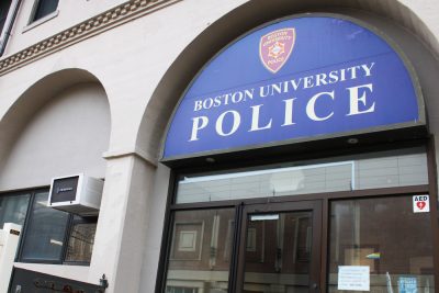 The Boston University Police sign.
