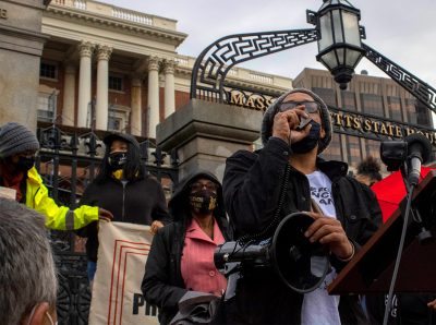 Brock Satter speaking at the Massachusetts State House