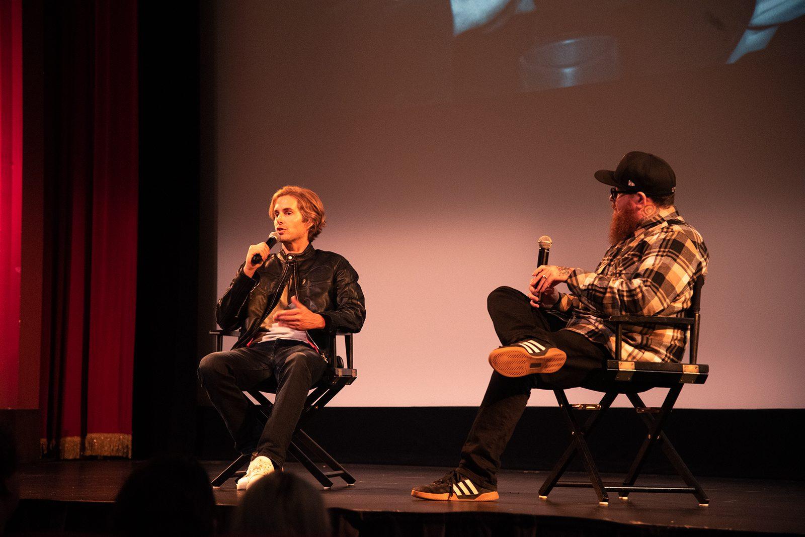 Actor Greg Sestero, known for the 2003 cult film “The Room,” in a Q&amp;A session at the Coolidge Corner Theater as part of a two-night event on Friday and Saturday. DANIEL MU/ DAILY FREE PRESS STAFF