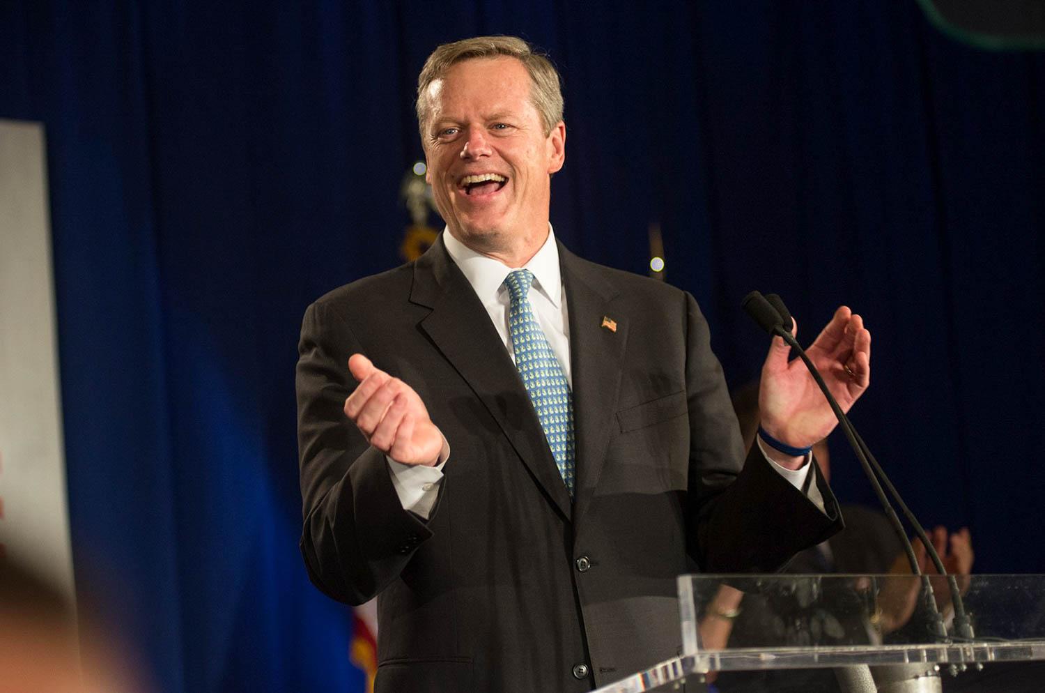 Massachusetts Governor Charlie Baker in 2014. Baker announced last Wednesday he will not run for re-election for a third term in the November 2022 gubernatorial election. MIKE DESOCIO​​/ DFP FILE
