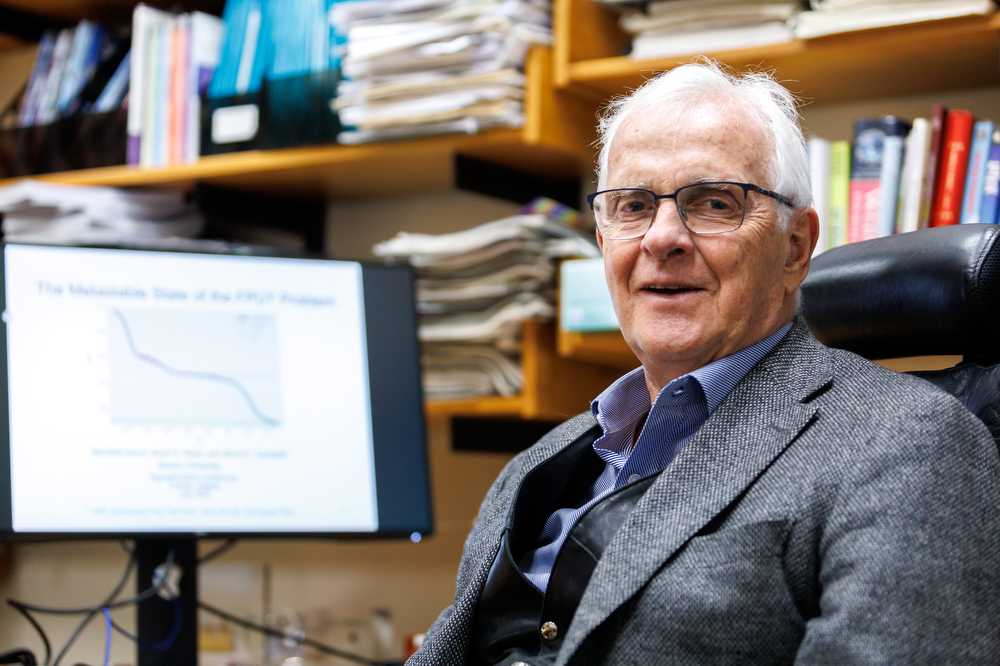Boston University College of Engineering professor David Campbell. He was awarded the prestigious SigmaPhi award which recognizes outstanding achievements in statistical physics. MATTHEW EADIE/DFP PHOTOGRAPHER