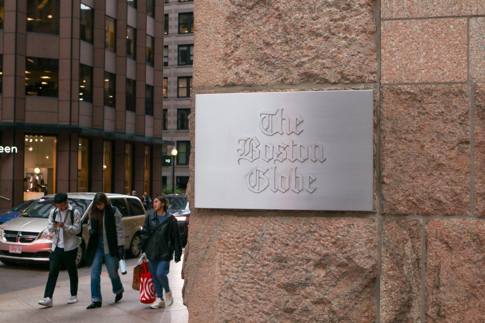 A sign outside of The Boston Globe office at 1 Exchange Place. The importance of newspaper endorsements in elections is being discussed in light of multiple newspaper outlets announcing they would not endorse a presidential candidate. RACHEL FEINSTEIN/DFP PHOTOGRAPHER  