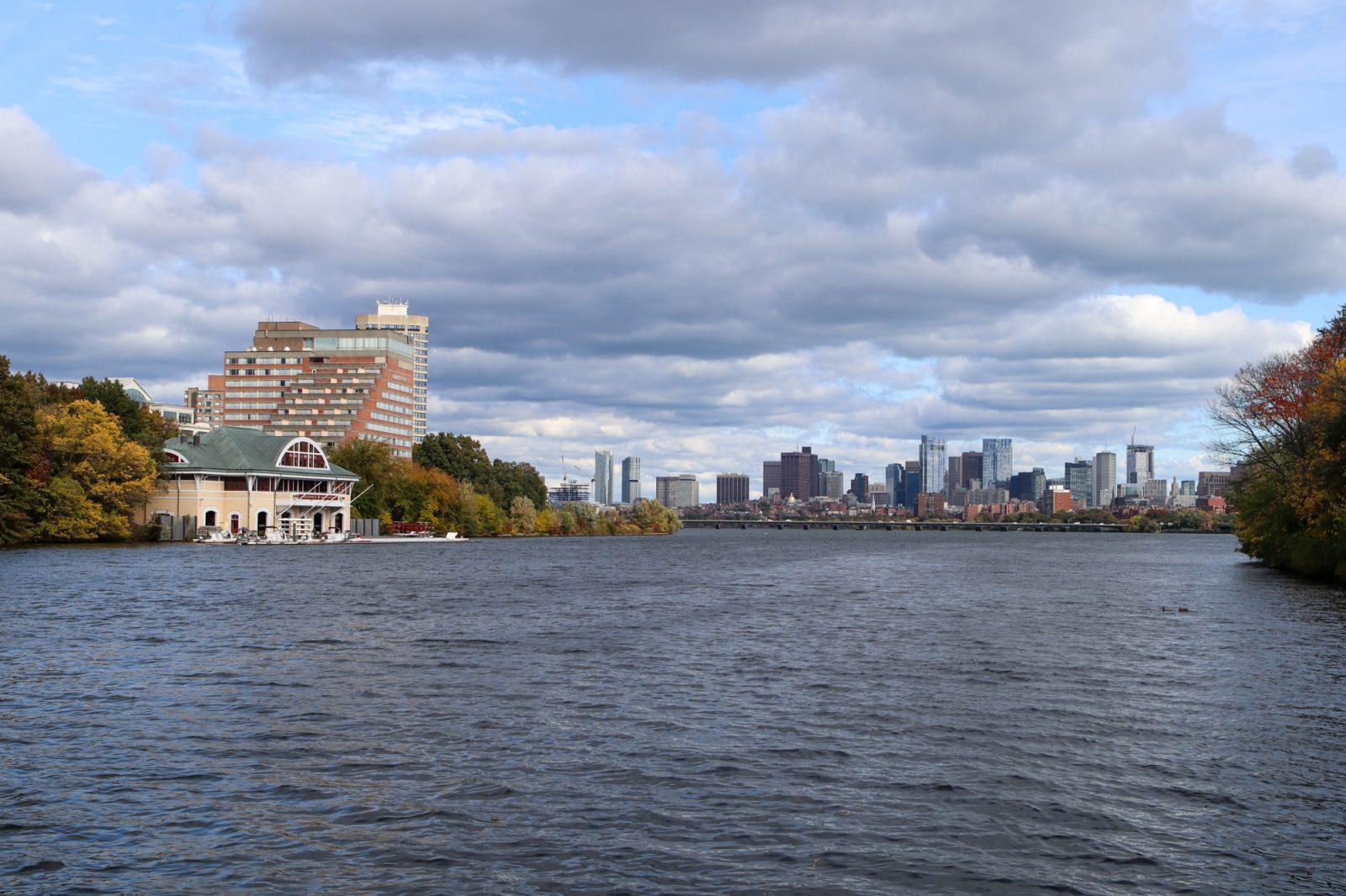 Boston University’s DeWolfe Boathouse on the Charles River. The sea level in Boston is expected to rise 40 inches before the start of the next century. RACHEL FEINSTEIN/DFP PHOTOGRAPHER 