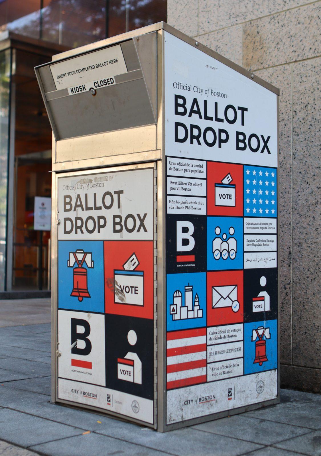 Ballot drop box outside of the Boston Public Library entrance on Boylston Street. Infertility treatments like in vitro fertilization are being debated in light of the upcoming election. RACHEL FEINSTEIN/DFP PHOTOGRAPHER