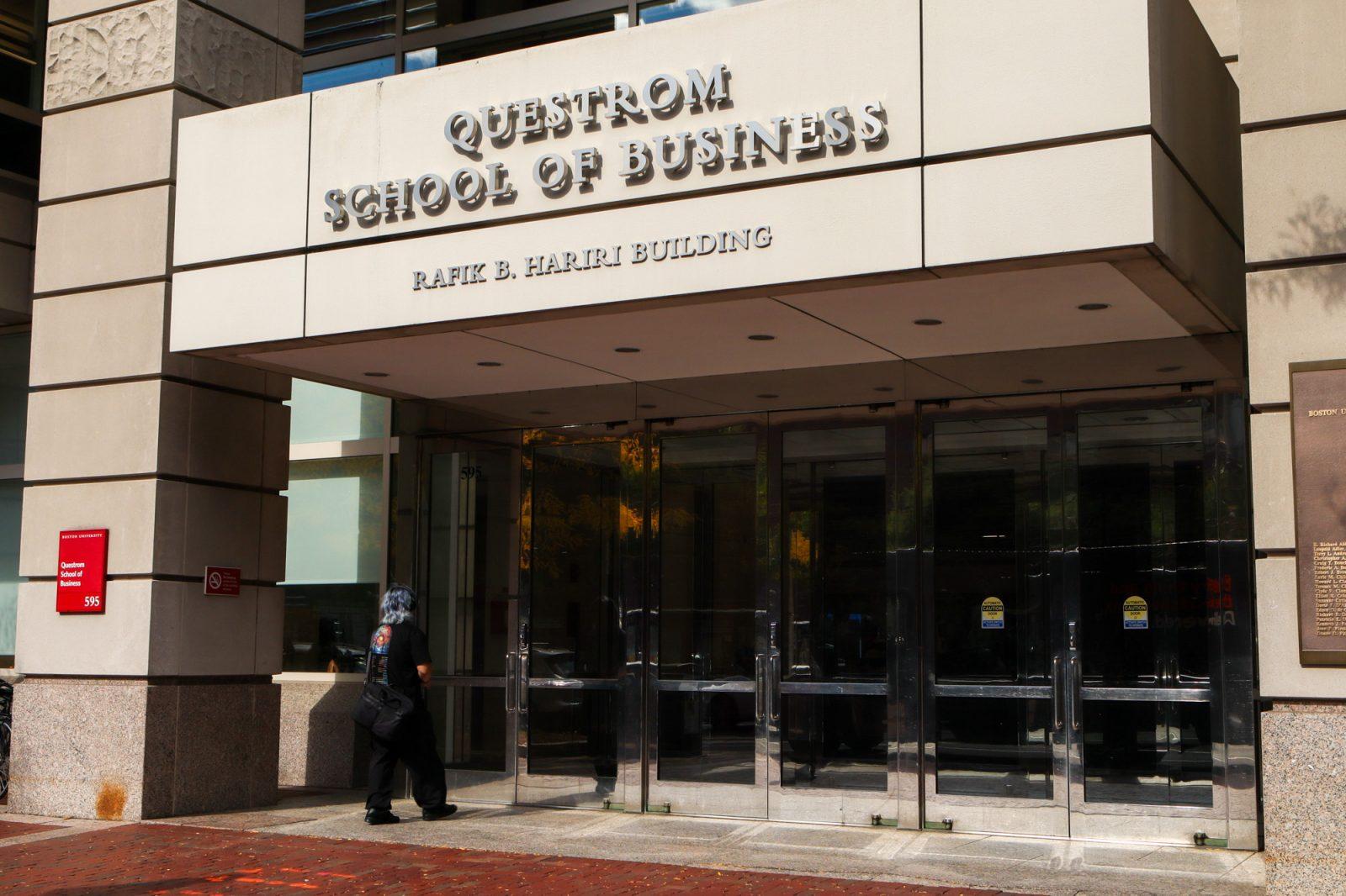 Questrom School of Business Rafik B. Hariri Building. Former Questrom Media Technician Jared May is under investigation for sharing a post of six DOGE employees with the caption “Wanted for Treason Dead or Alive” on social media platform X. RACHEL FEINSTEIN/DFP PHOTOGRAPHER
