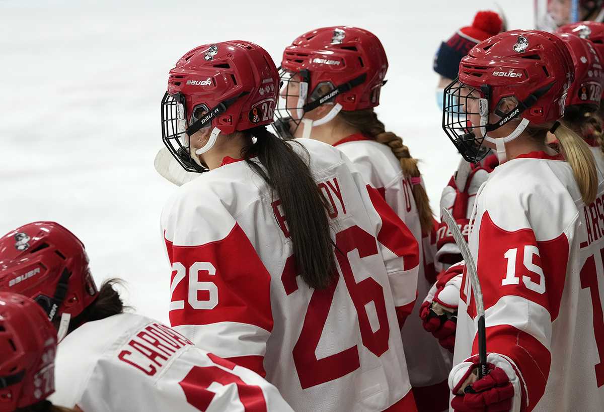 The Boston University women’s ice hockey team. With an up-and-down season, the Terrier women’s hockey team finished with a 12-15-6 record, and ended their season with a loss to University of Connecticut in the Hockey East quarterfinals Feb. 26. MOHAN GE/DFP STAFF