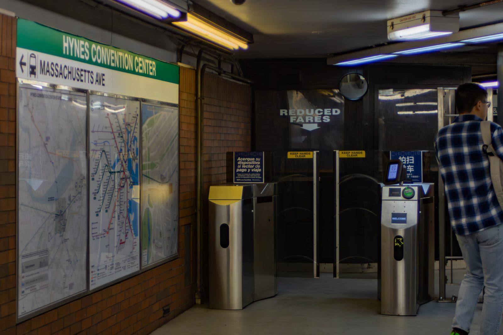 The underground entrance of the Hynes Convention Center station. The Massachusetts Bay Transportation Authority is renovating the Hynes Convention Center station to make it more accessible for riders with disabilities and mobility challenges, and it is projected to be completed by fall 2025. HOLLY GUSTAVSEN/DFP PHOTOGRAPHER