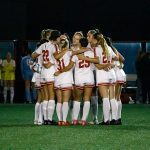 The Boston University women’s soccer team in a huddle during a game against Yale University on Tuesday.