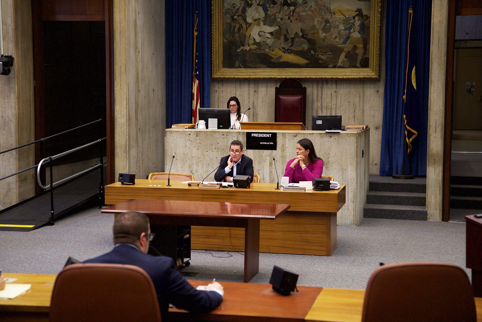 The Boston City Council holds a meeting last year in the Christopher A. Iannella Chamber. More than 50 people have registered to run for a Council seat this fall. HALEY ABRAMS/ DFP FILE 
