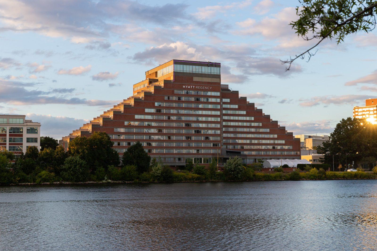 The Hyatt Regency in Cambridge. Some students in colleges across Boston have been boarded in hotels instead of dorms. KATE KOTLYAR/DFP PHOTOGRAPHER